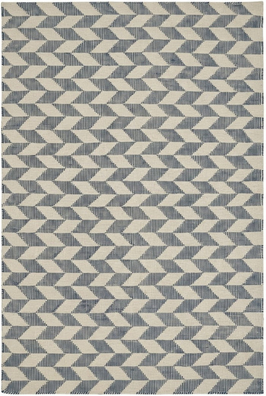 Modern Blue Herringbone Wool Rug