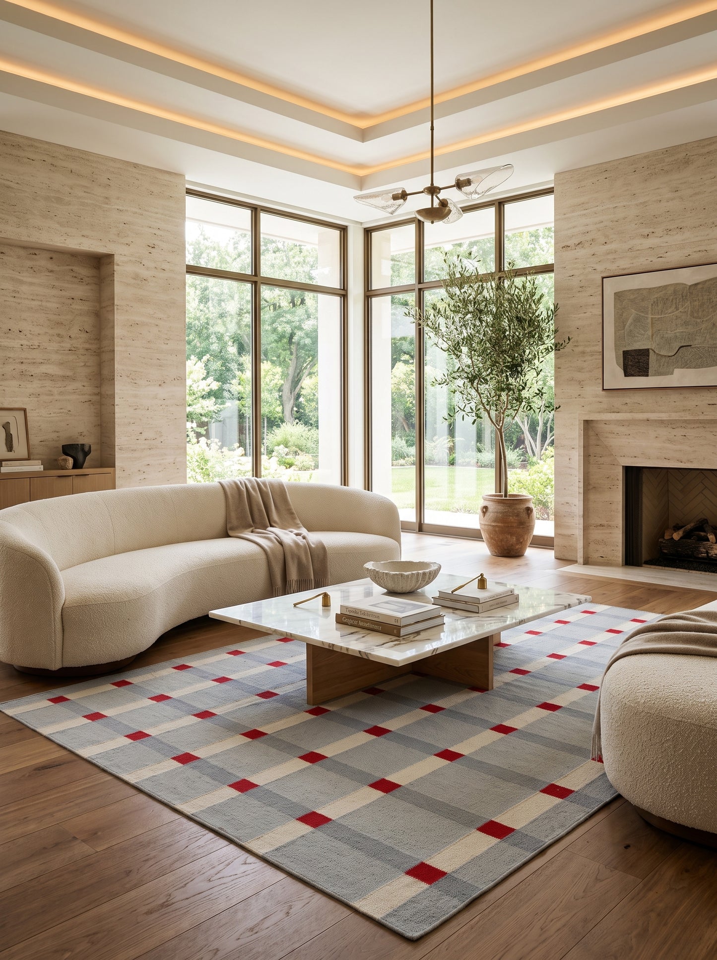 Nordic Checkered Windowpane Minimalist Area Rug for Home Decor