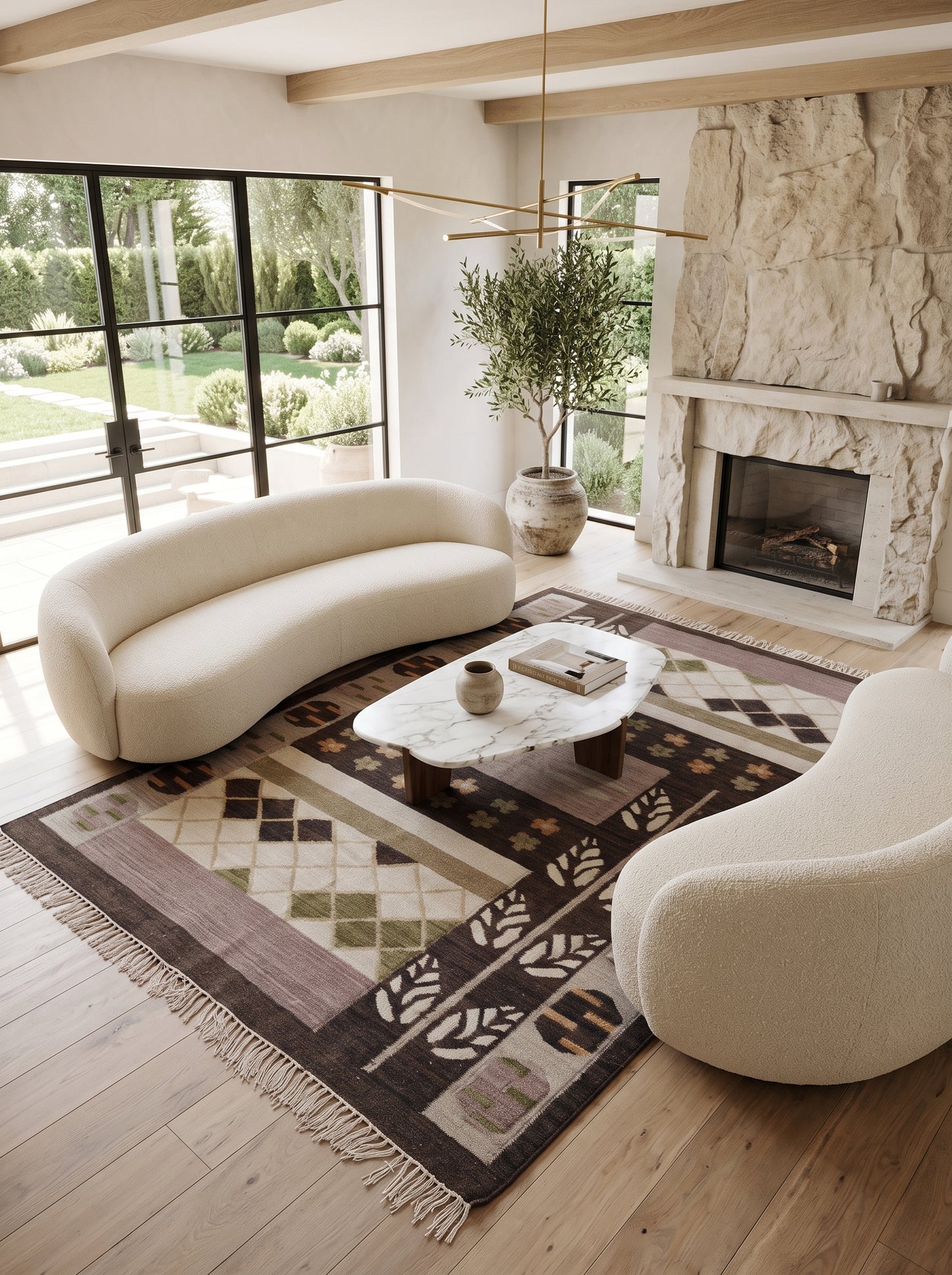 Earth Tone Geometric and Tribal Motif Area Rug