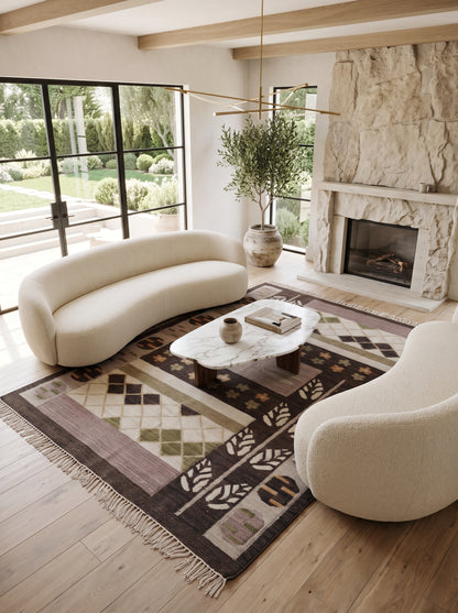 Earth Tone Geometric and Tribal Motif Area Rug