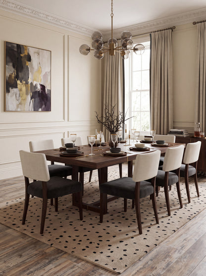 Oatmeal Beige & Black Minimalist Dot Carpet, Luxury Contemporary Wool Area Rug for Living Room
