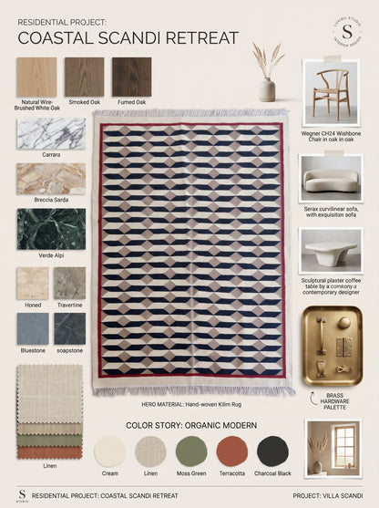 Kelim 3D Cube Handwoven Scandinavian Area Rug