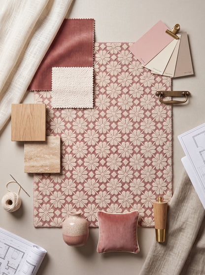 Pink Ivory Hand Tufted Wool Rug Contemporary Floral Living Room Rug | Bespoke Designer Wool Carpet
