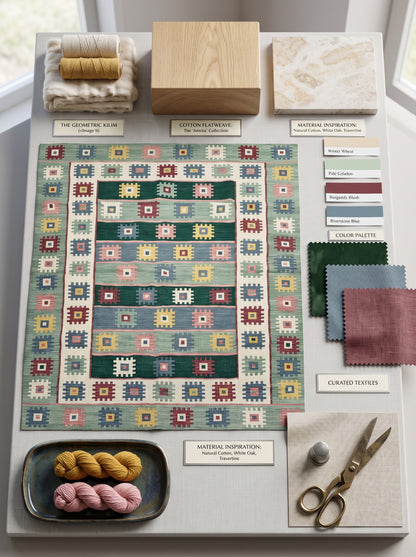 Multicolour Geometric Pixel Medallion Design Rug