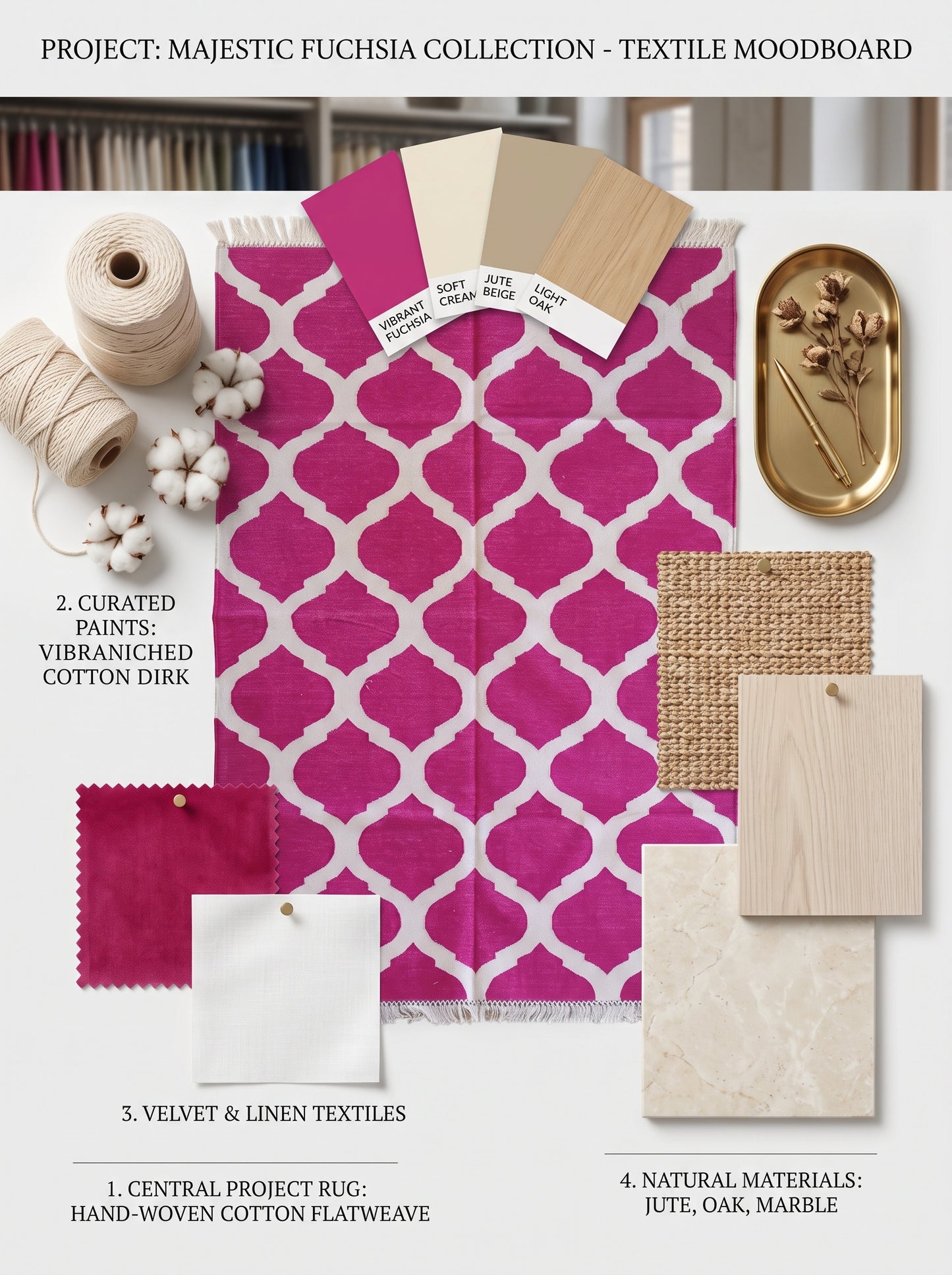Magenta & Ivory Geometric Trellis Lattice Design