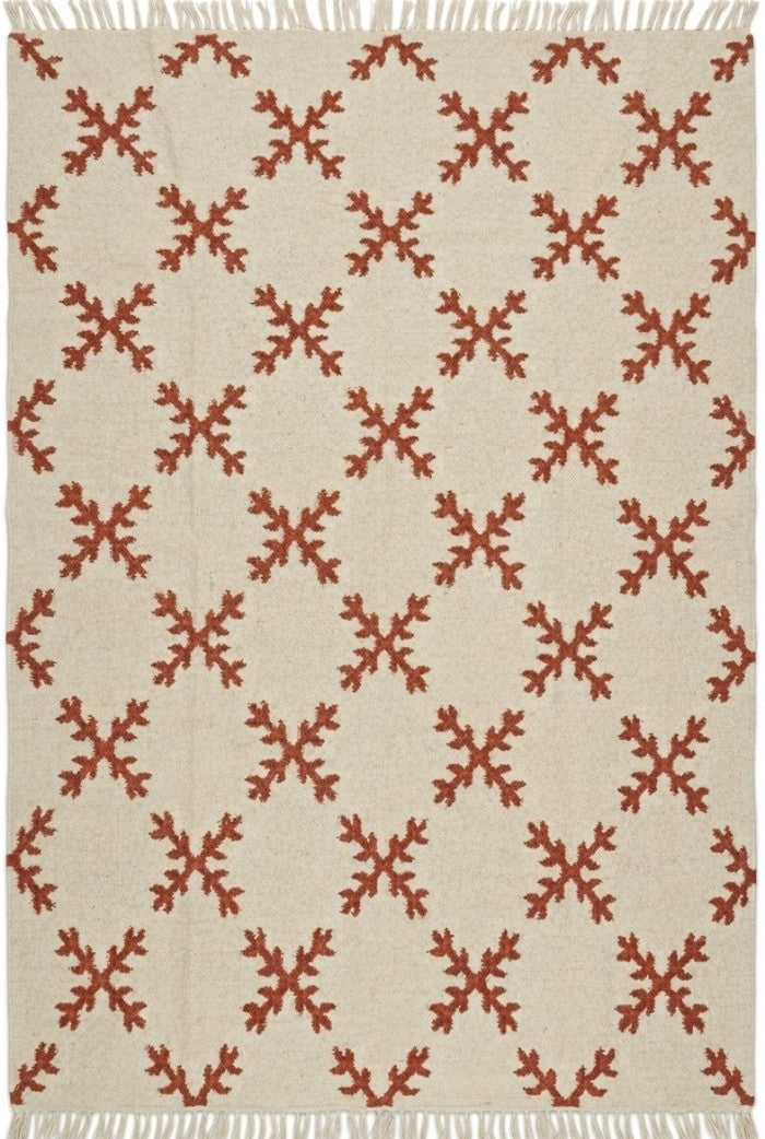 Sienna Snowflake Minimalist Geometric Cross Pattern Flatweave Accent Carpet