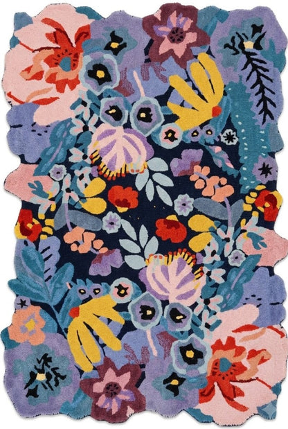 Botanical Bloomscape Abstract Floral Design rug