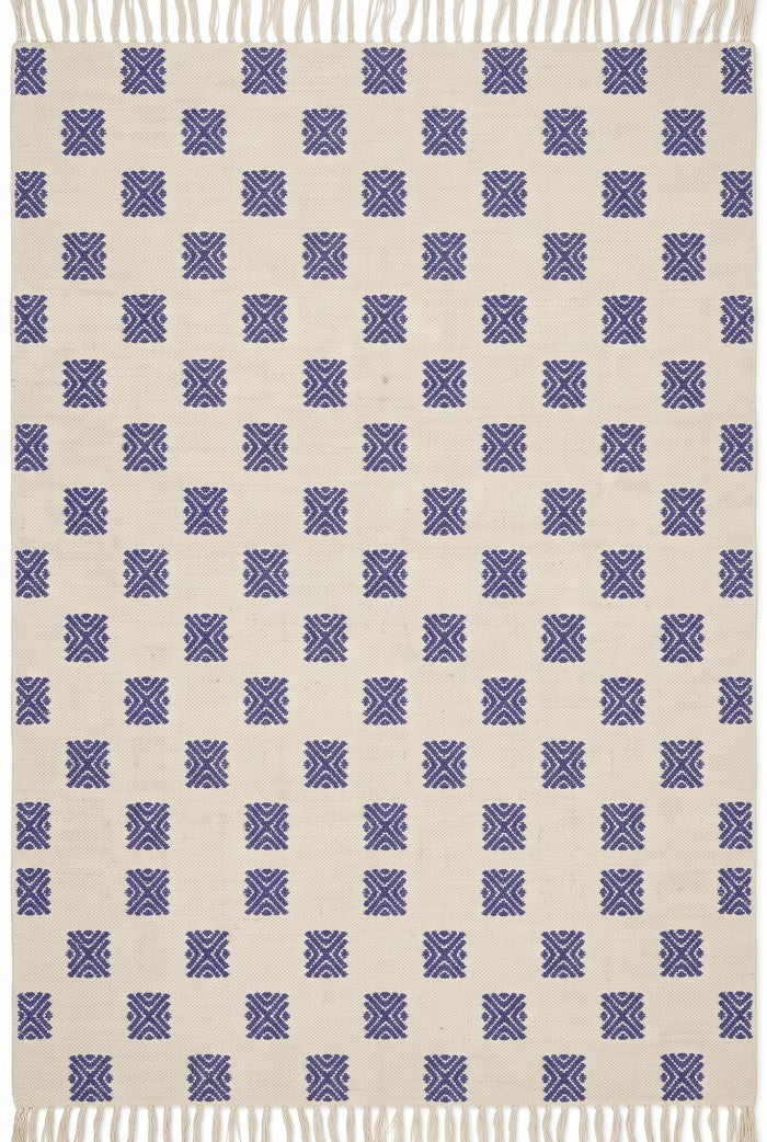 Violet Pixel Starburst Geometric Micro Motif Flatweave Area Rug