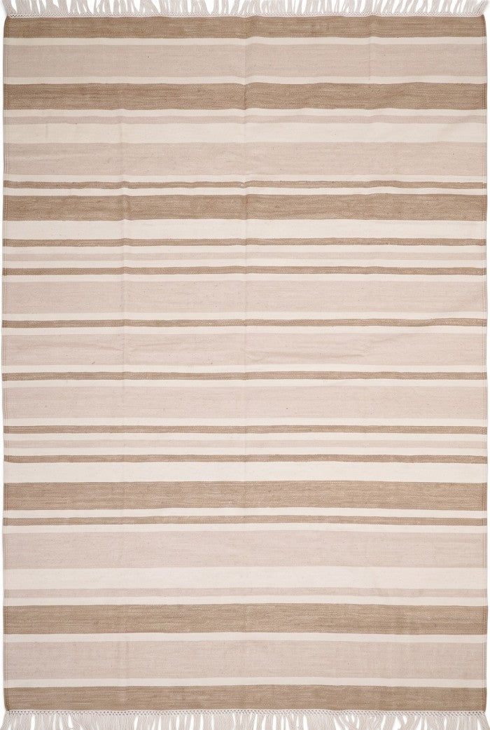 Camel Horizon Stripe Handwoven Japandi Scandinavian Kilim rug