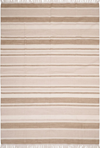 Camel Horizon Stripe Handwoven Japandi Scandinavian Kilim rug