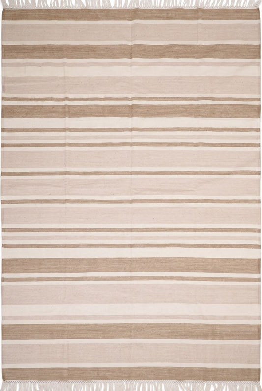 Camel Horizon Stripe Handwoven Japandi Scandinavian Kilim rug