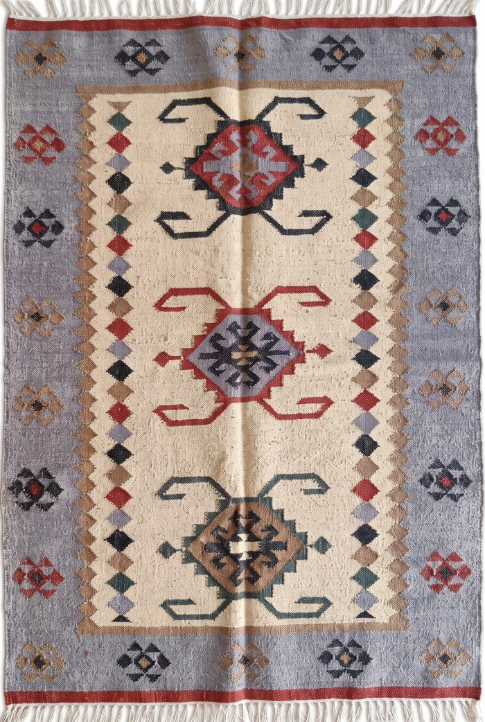 Slate Tribal Medallion Heritage Antique Rug