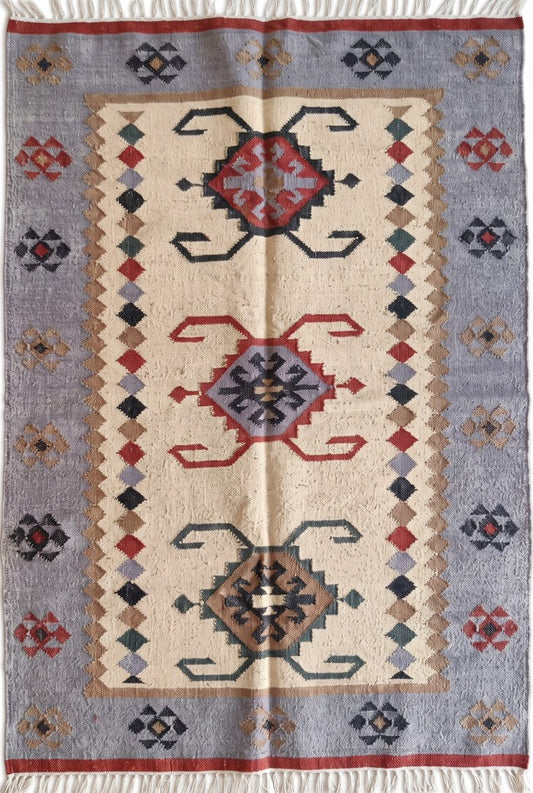 Slate Tribal Medallion Heritage Antique Rug