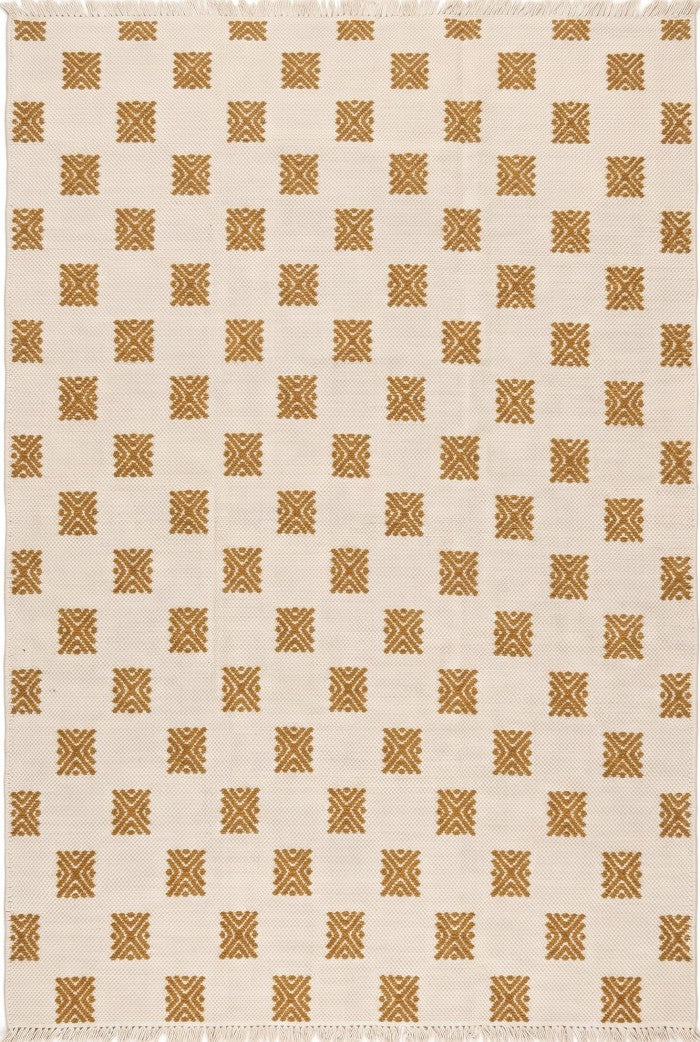 Mustard Pixel Starburst Geometric Rug