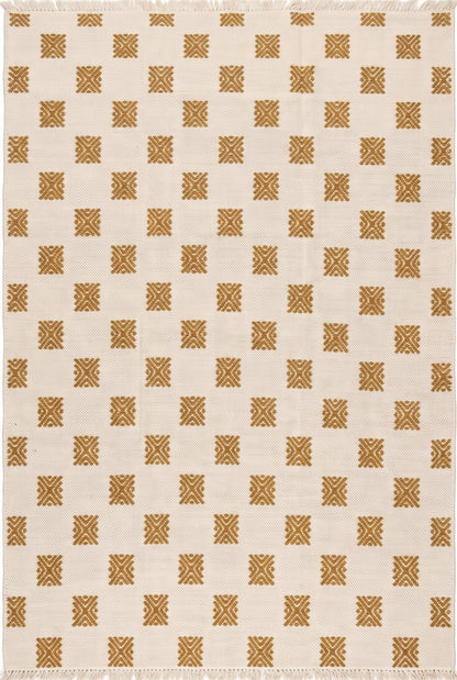 Mustard Pixel Starburst Geometric Rug