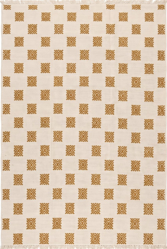 Mustard Pixel Starburst Geometric Rug