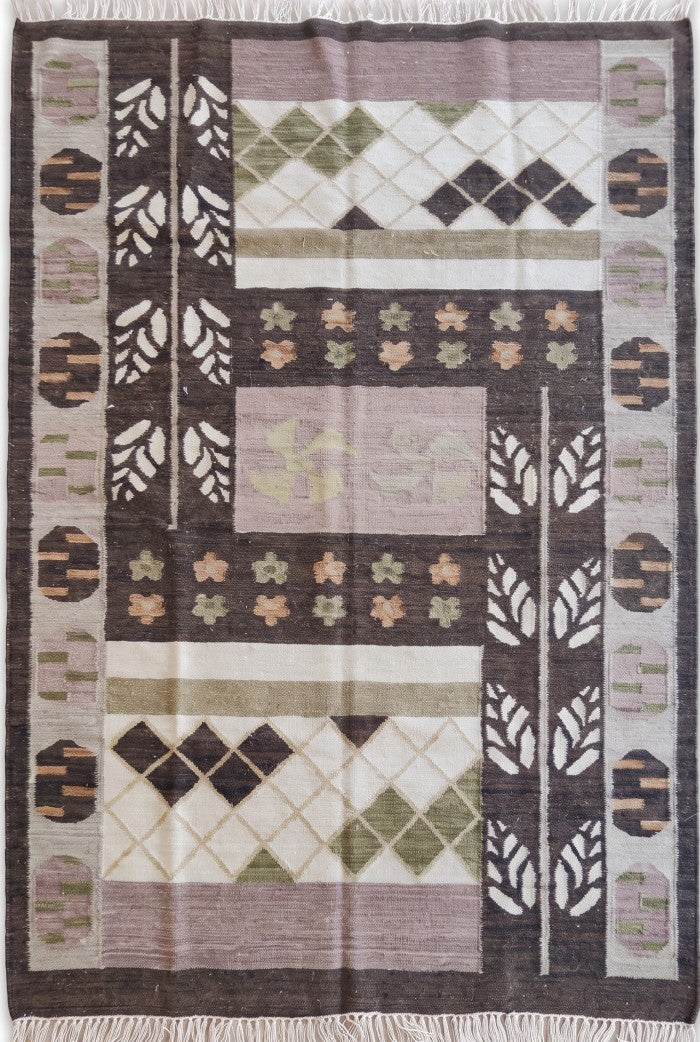 Earth Tone Geometric and Tribal Motif Area Rug
