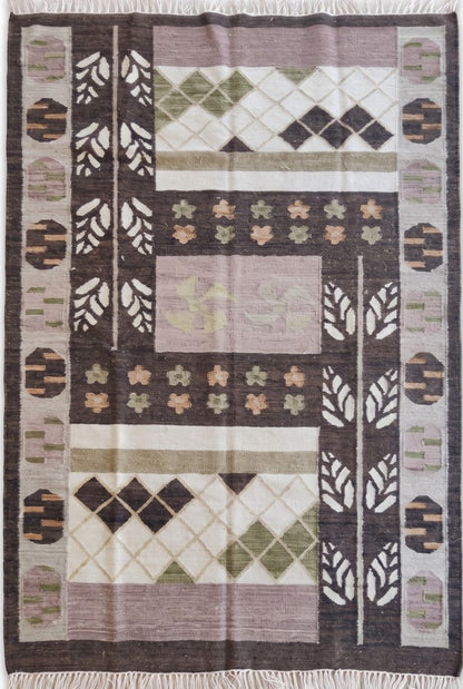 Earth Tone Geometric and Tribal Motif Area Rug