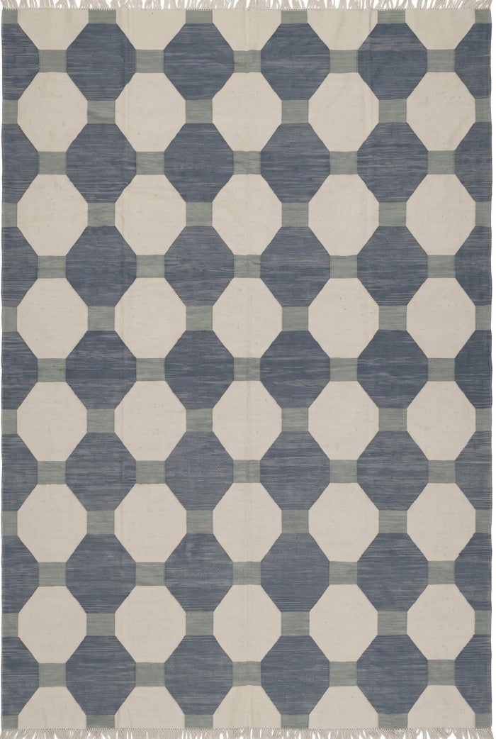 Modern Hexagon Geometric Wool Cotton Rug