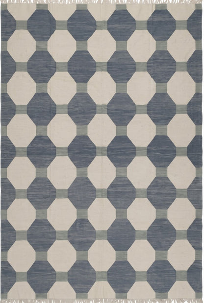 Modern Hexagon Geometric Wool Cotton Rug