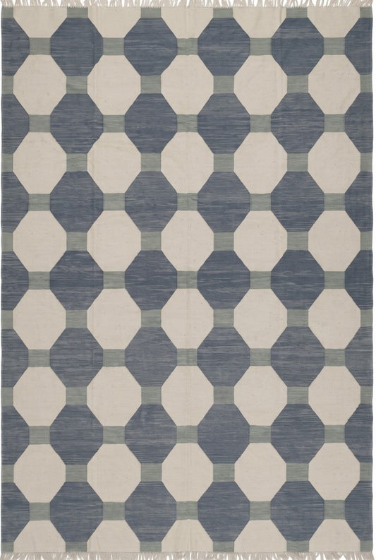 Modern Hexagon Geometric Wool Cotton Rug