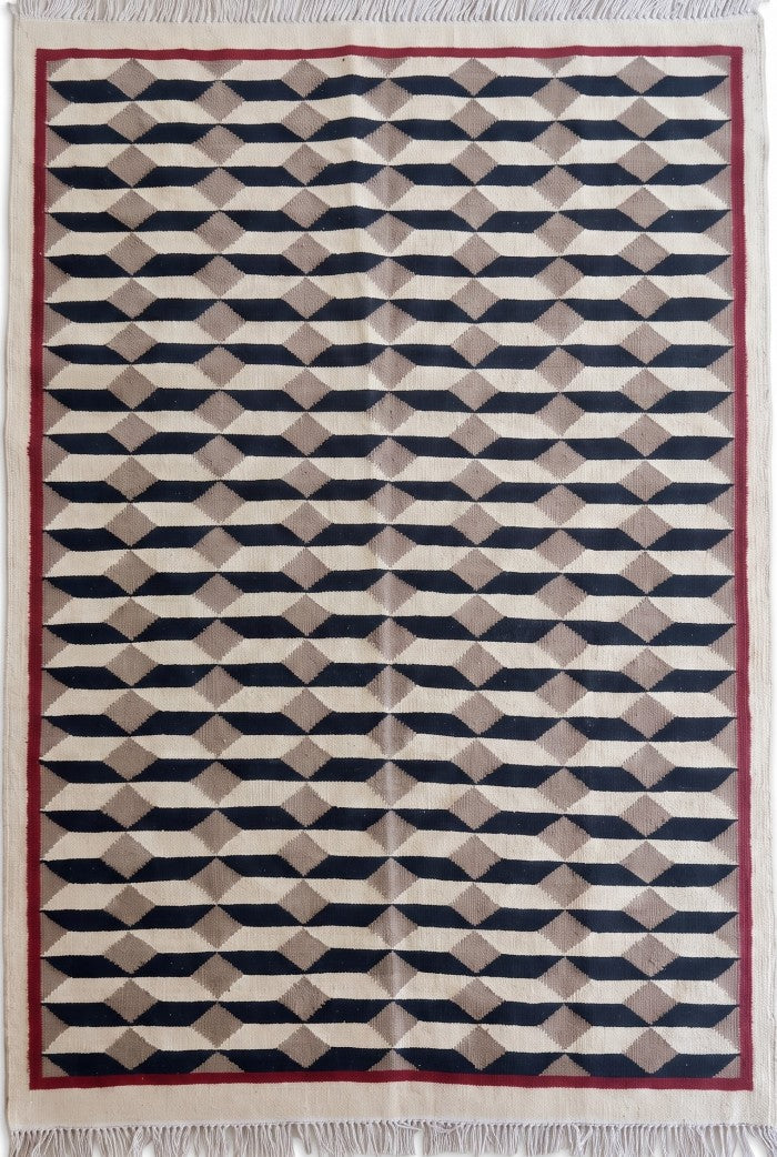 Kelim 3D Cube Handwoven Scandinavian Area Rug