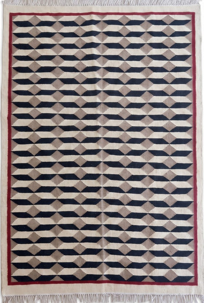 Kelim 3D Cube Handwoven Scandinavian Area Rug
