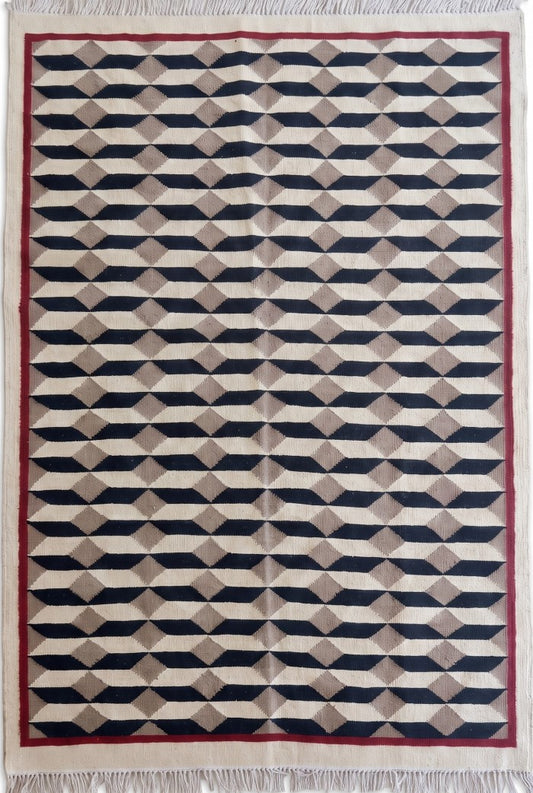 Kelim 3D Cube Handwoven Scandinavian Area Rug