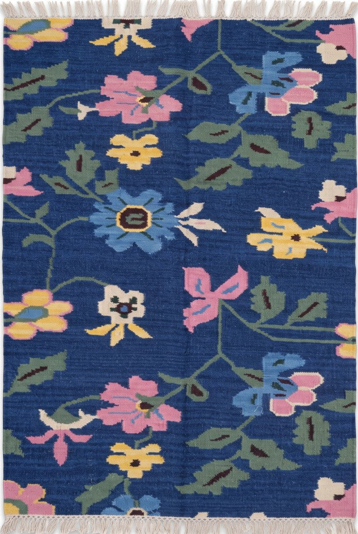 Royal Orchid Meadow Traditional Indian Folk Art Area Rug