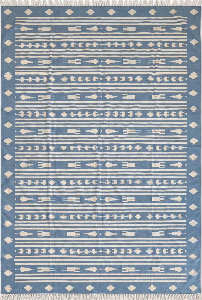 Tribal Stripe Rhythm Motif Border Area Rug