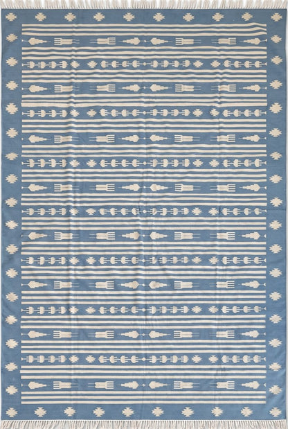 Tribal Stripe Rhythm Motif Border Area Rug