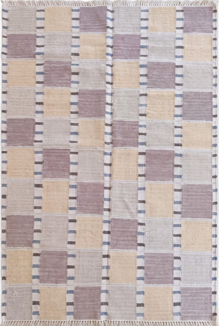 Pastel Checkerboard Horizon Pastel Grid Dhurrie Rug