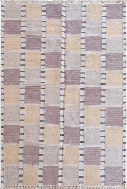Pastel Checkerboard Horizon Pastel Grid Dhurrie Rug