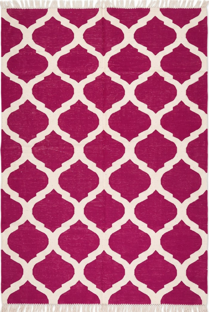 Magenta & Ivory Geometric Trellis Lattice Design