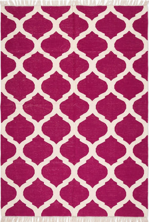Magenta & Ivory Geometric Trellis Lattice Design