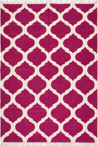 Magenta & Ivory Geometric Trellis Lattice Design