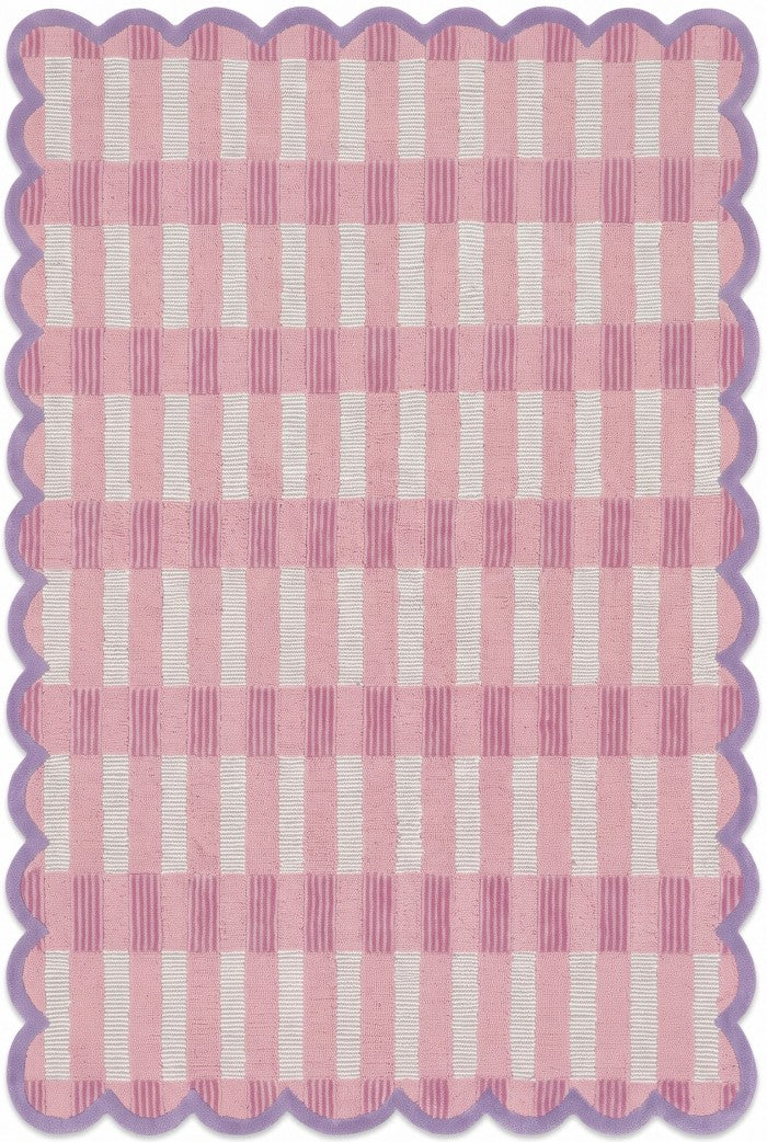 Blush Lavender Gingham Checkered Rug