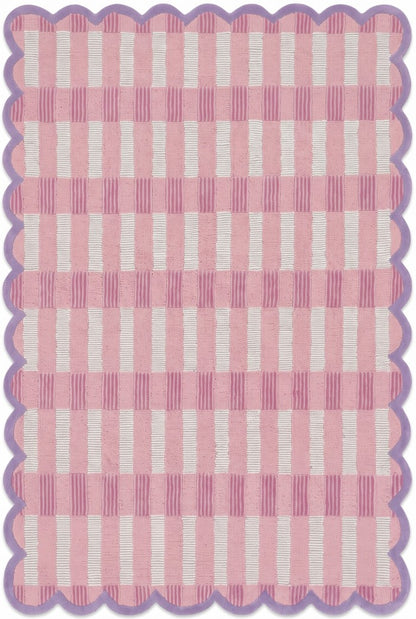 Blush Lavender Gingham Checkered Rug