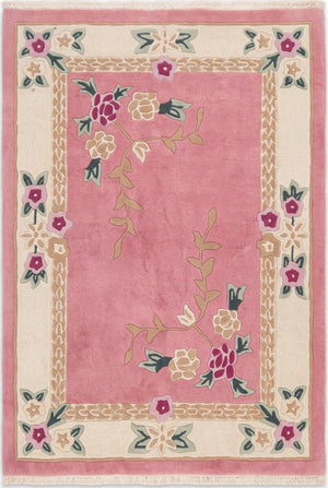 Pink Heritage Floral Handmade Wool Tufted Rug