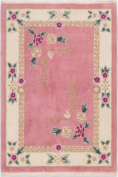 Pink Heritage Floral Handmade Wool Tufted Rug