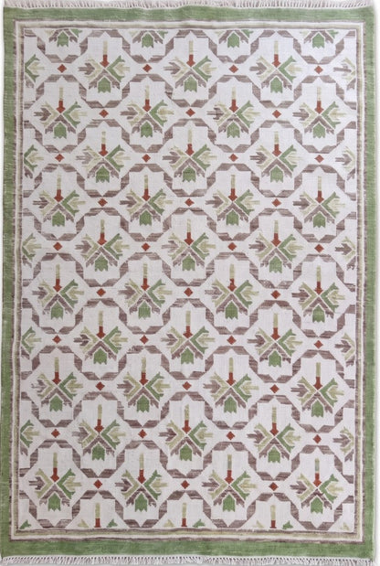 Olive Trellis Lattice Sage Green & Cream Oushak Rug