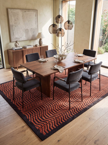 Luxury Wool Tufted Area Rug, Burnt Orange Abstract Rug, Contemporary UK Interior Designer Rug, Custom Handmade Rug