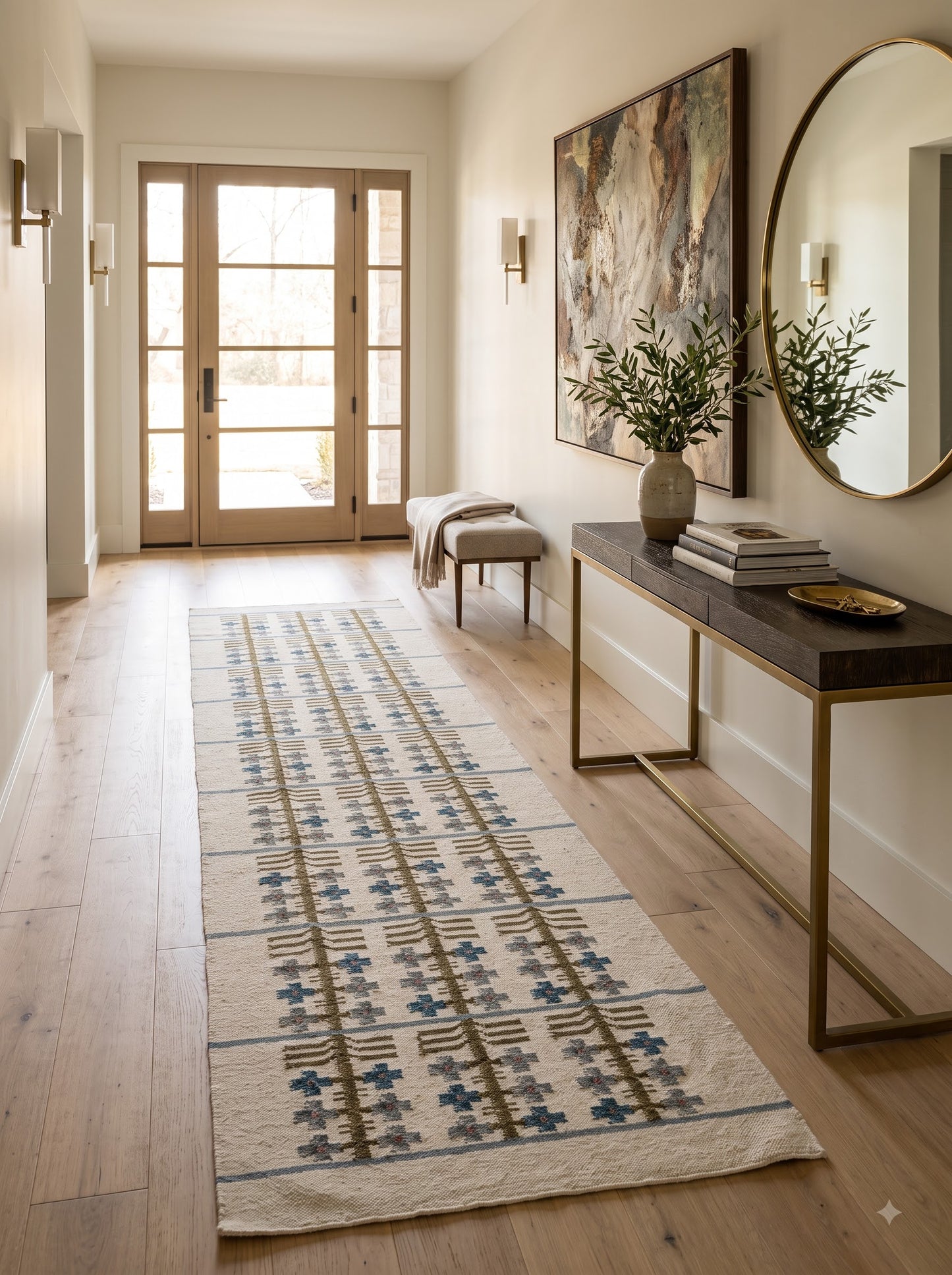 Cotton Wool Runner Rug Handmade Flatweave Hallway Runner