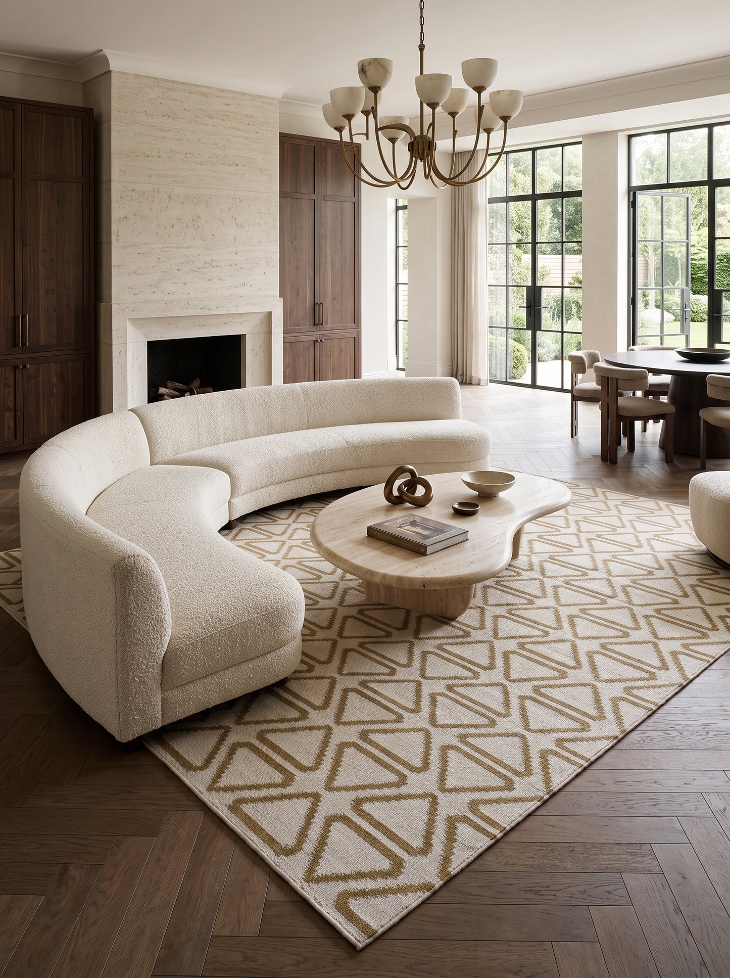 Ochre Triangle Lattice Repeating Triangle Flatweave Area Rug