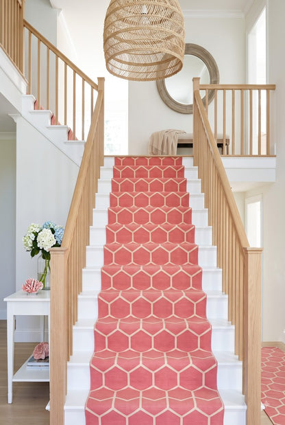 Handwoven Cotton Flatweave Pink Trellis Siatir Runner Rug