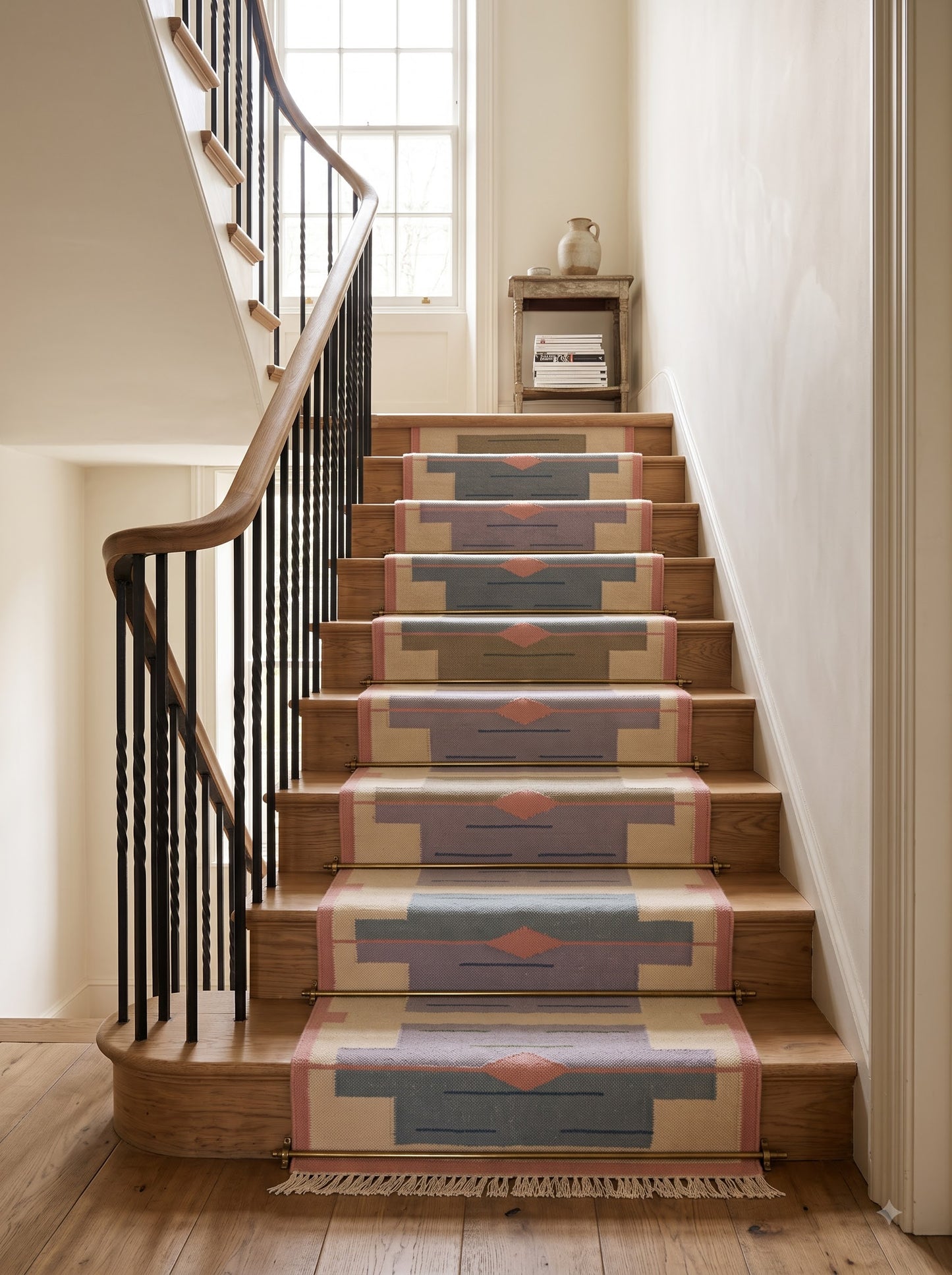 Handwoven Wool Kilim Runner Geometric Stair Rug