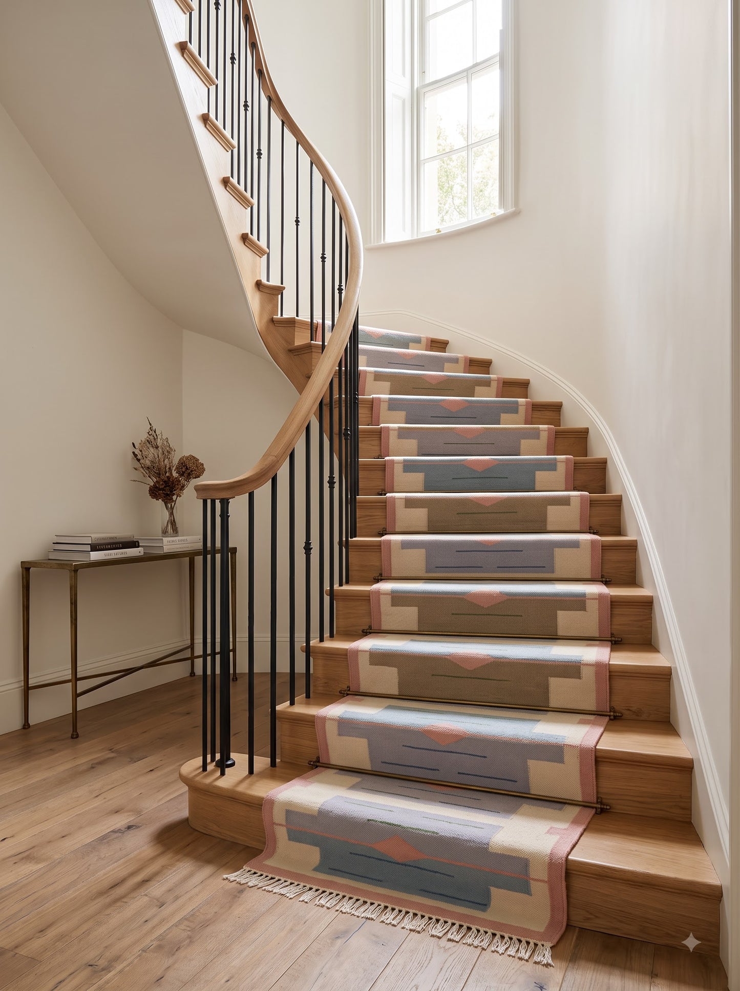 Handwoven Wool Kilim Runner Geometric Stair Rug