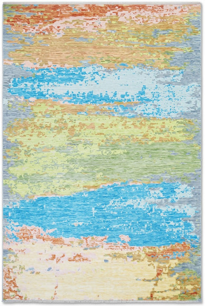 Handcrafted Contemporary Watercolor Carpet for Living Room