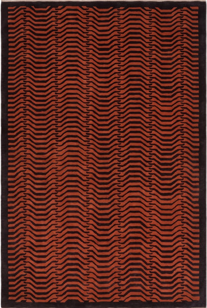 Luxury Wool Tufted Area Rug, Burnt Orange Abstract Rug, Contemporary UK Interior Designer Rug, Custom Handmade Rug