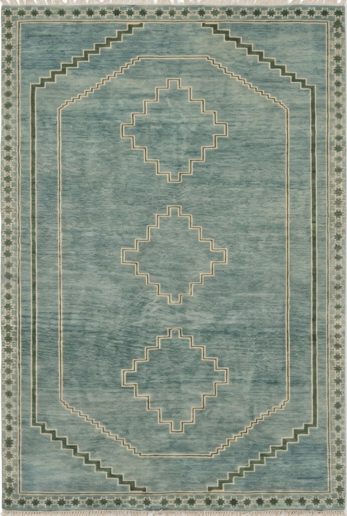 Aqua Heritage Geometric Boho Neutral Living Room Rug